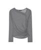 NICK&NICOLE Asymmetry Drape Shirring Top_Charcoal
