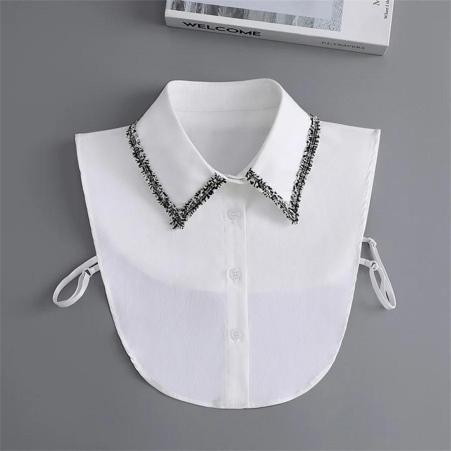 Women White Fake Collar Shirt Women's Lapel Detachable Shirt Collar Girls Sweater False Collar Lapel Blouse Tie Faux Col