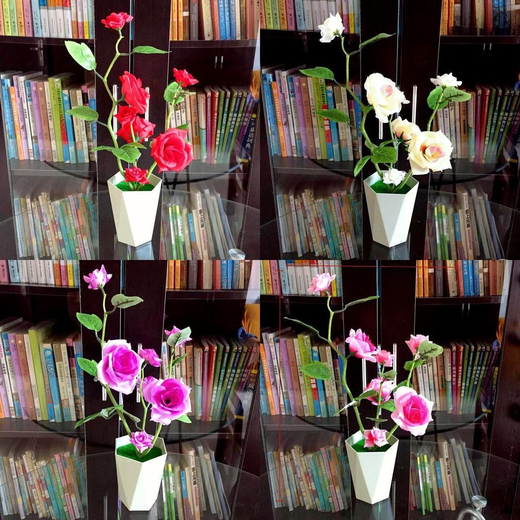 Artificial Rose Plant With Silk Flowers For Home Decor And Gift Use