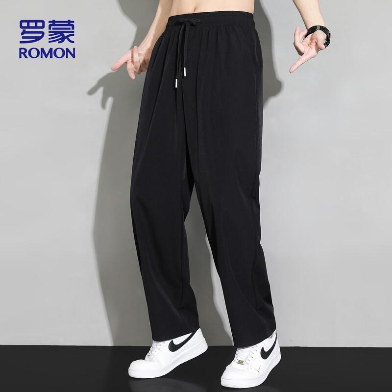 ROMON Men's Ice Silk Loose Straight Casual Pants