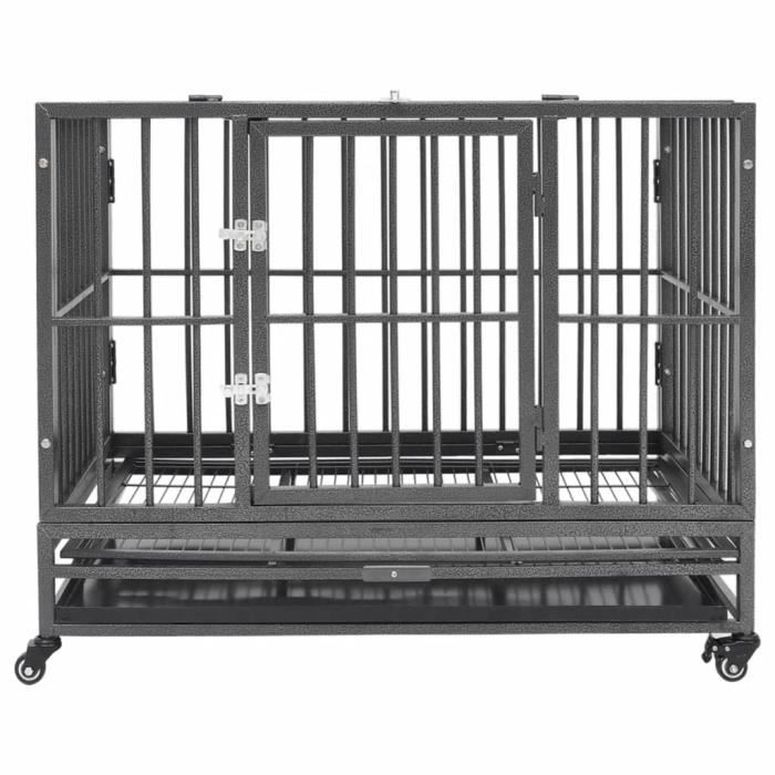 VidaXL Cage pour chiens avec roues Acier 92x62x76 cm