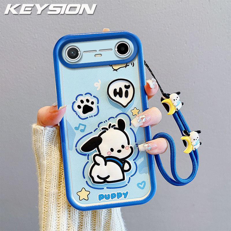 KEYSION Stoßfeste Hülle für TECNO Pova Slim 5G mit Lanyard Weiches Silikon Niedliche 3D-Cartoon-Puppe Handy-Rückseite für Spark Slim 4G