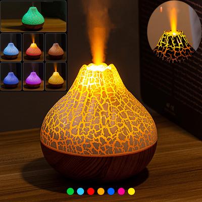 1 adet 300ML USB Hava Nemlendirici Küçük Volkan Nemlendirici Renkli Gece Işıkları ile, Simülasyon Renkli Alev Nemlendirici
