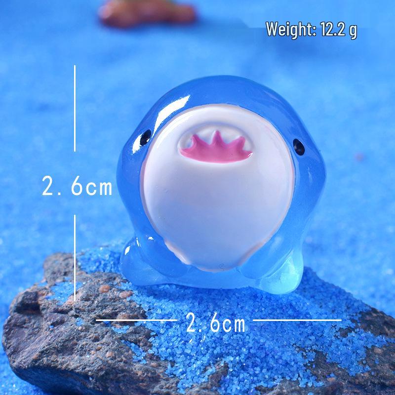 Luminous Little Shark Micro Landscape Ornament - Resin Cartoon Accessory