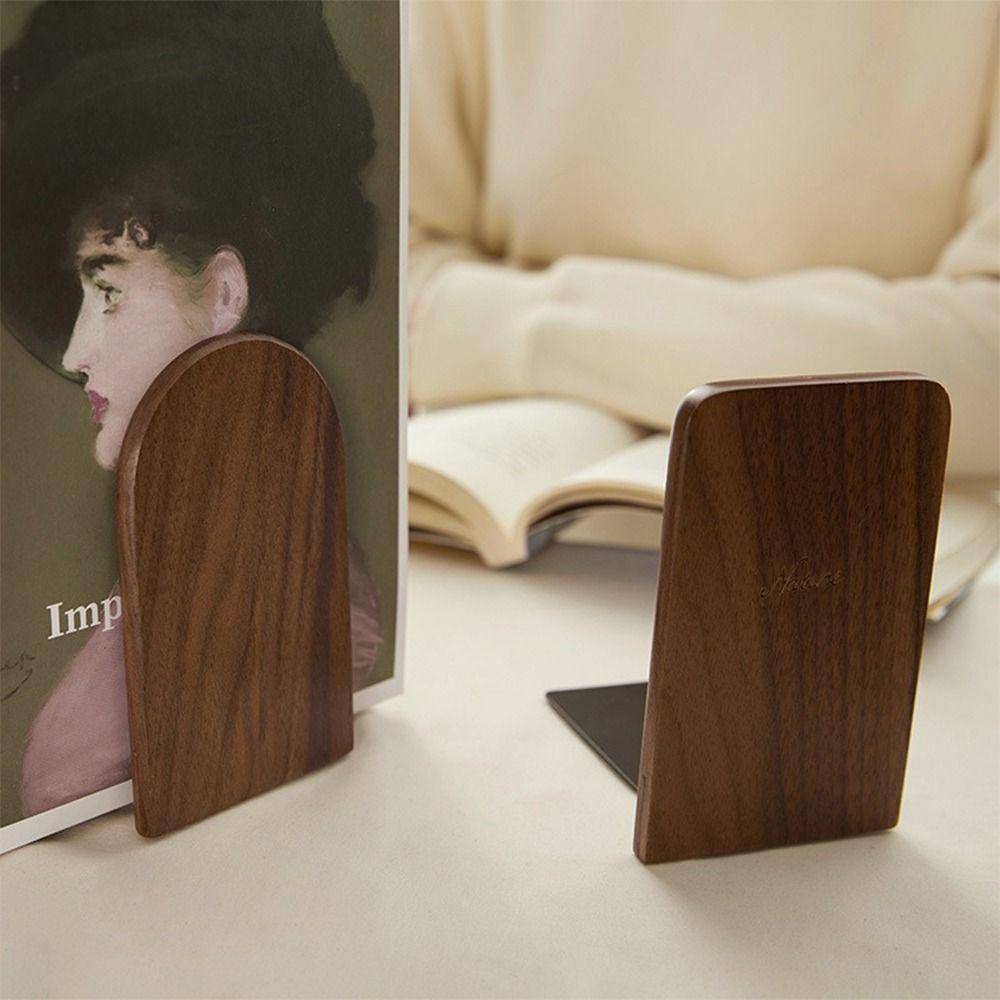 Non-slip Book Stand Nature Wooden Desktop Bookshelf High Quality Bookends  Gift