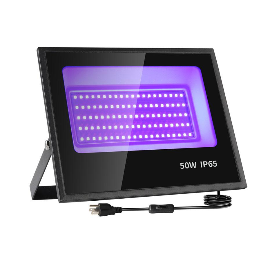 50W 100W UV LED Black Light with Switch Plug Outdoor Ultraviolet Blacklight Flood Light for Aquarium Stage Party Supplies Decor