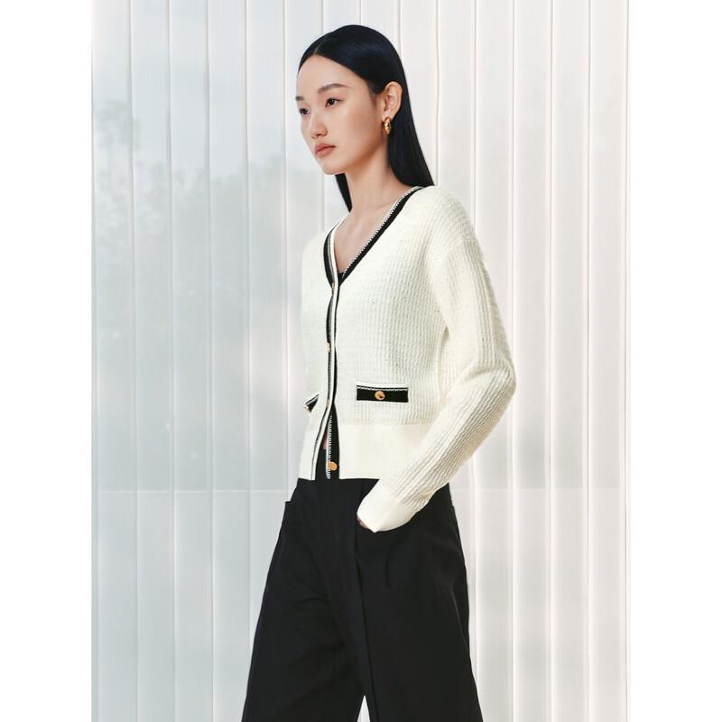 PEACEBIRD Women's French Chic Contrast Knitted Cardigan