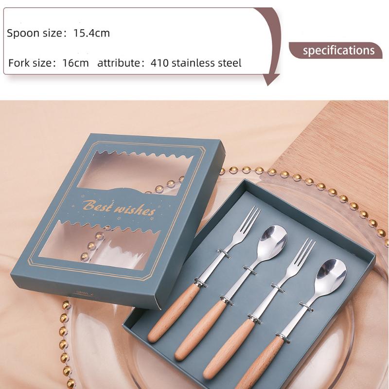 HANYANG Tableware Set Creative Spoon Round Spoon Stirring Spoon Gift Set Ice Spoon Fruit Fork Gift Set