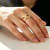 Stainless Steel Hollow Flowers Rings for Woman Vintage Trendy 18K Gold Plated Waterproof Minimalism Jewelry Gifts New