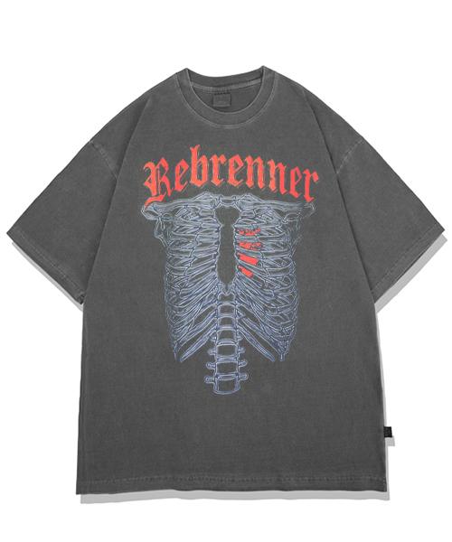 REBRENNER Dtg Bone Pigment Oversized Short Sleeve T-Shirt Charcoal