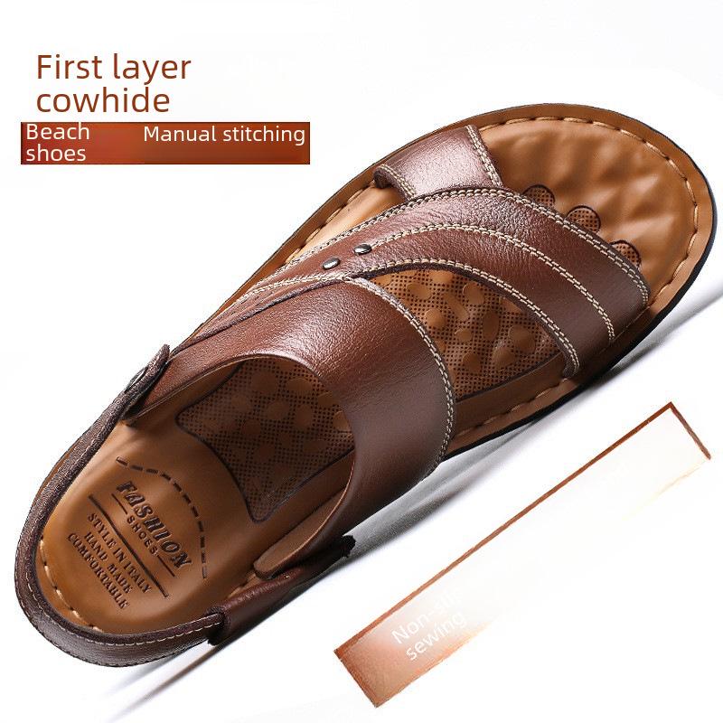 Pánské kožené sandály na léto 2025 - Ležérní plážová obuv a módní pantofle