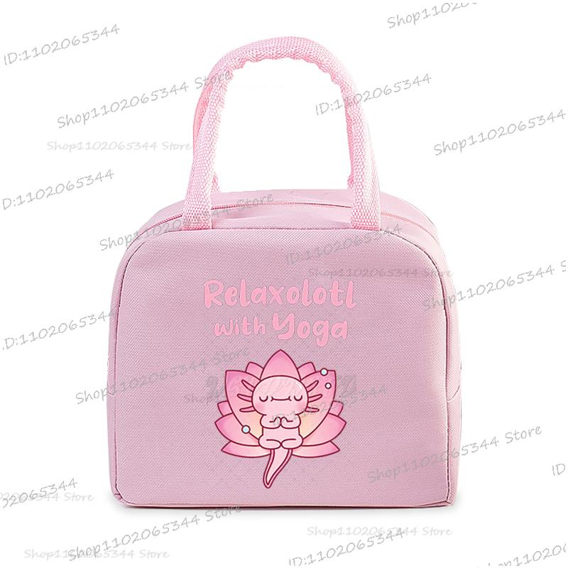 Funny Axolotl Series Lunch Bag Women Cartoon Axolotl Graphics Bento Thermal Handbags Thickened Insulation Kids Lunch Box Bag