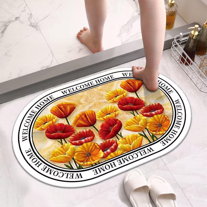 Mata podłogowa do łazienki z ziemi okrzemkowej, toaleta, drzwi do toalety super chłonna szybkoschnąca podkładka pod stopy, dywan antypoślizgowy i zapobiegający upadkom