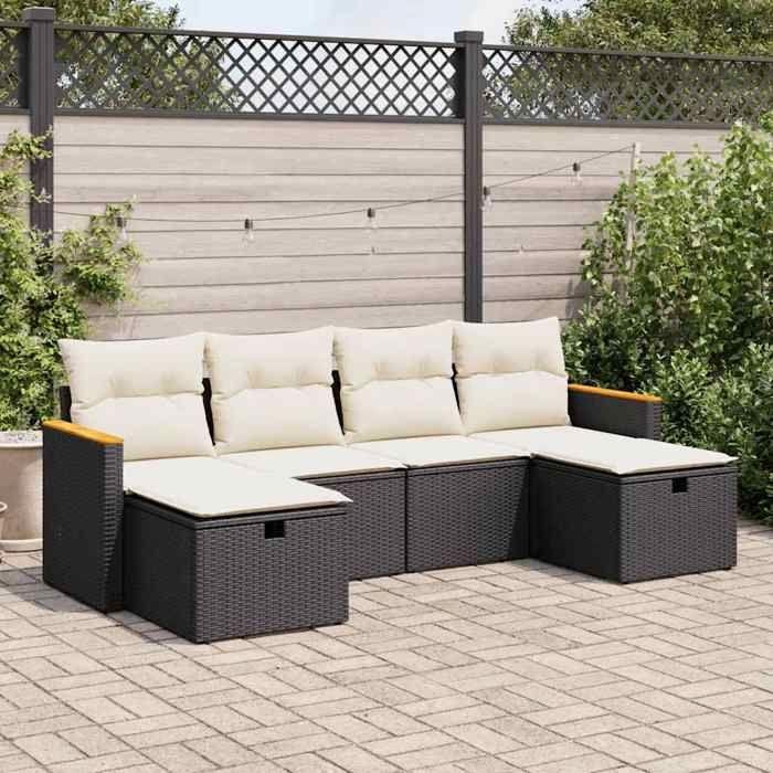 VidaXL Garden Lounge Set 6 Pcs with Cushions Black Wicker 3325941