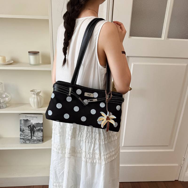 Pu Dot Pattern Crossbody Bag With Lock Closure For Daily Use