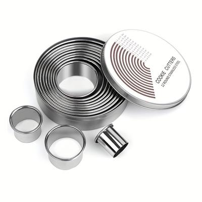 12 Stück, Kuchenformringe, Mousse-Kuchenring aus Edelstahl, runde Ausstechformen, Backwerkzeuge, Küchenhelfer, Küchenzubehör, Küchenartikel für Zuhause