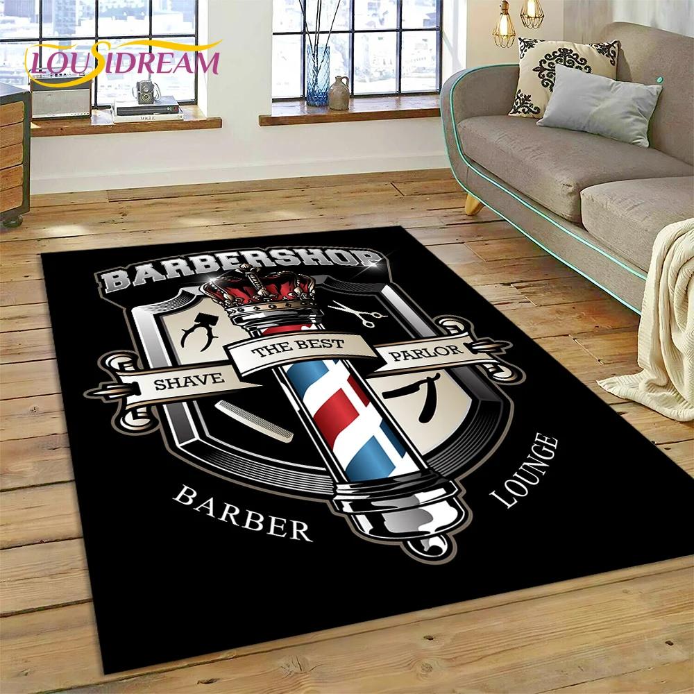 Mode Friseursalon Logo Schädel Vintage Teppich Teppich für Schlafzimmer Wohnzimmer Zuhause Sofa Dekoration, Kinderspiel Große Deko Bodenmatte