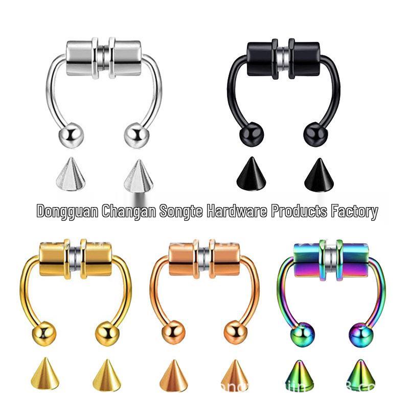 Stainless Steel Magnetic Horseshoe Nose Ring - No Piercing Needed