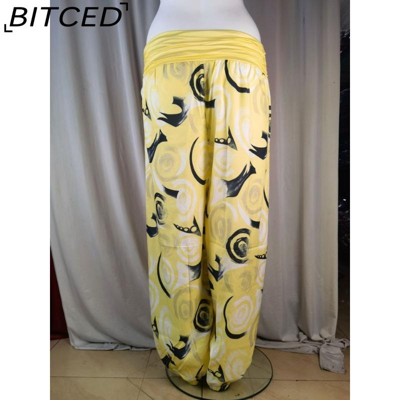 BITCED 15 Color Women Casual Elastic Waist Plus Size Print Long Trousers Straight Loose Long Pants Haren