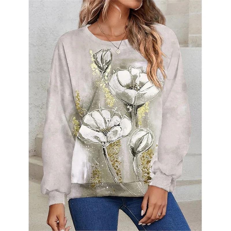 New Winter 3D Print Colorful Florals Sweatshirts Women Fashion Streetwear Pullovers Harajuku Y2k Unisex Clothing Girls Funny Top
