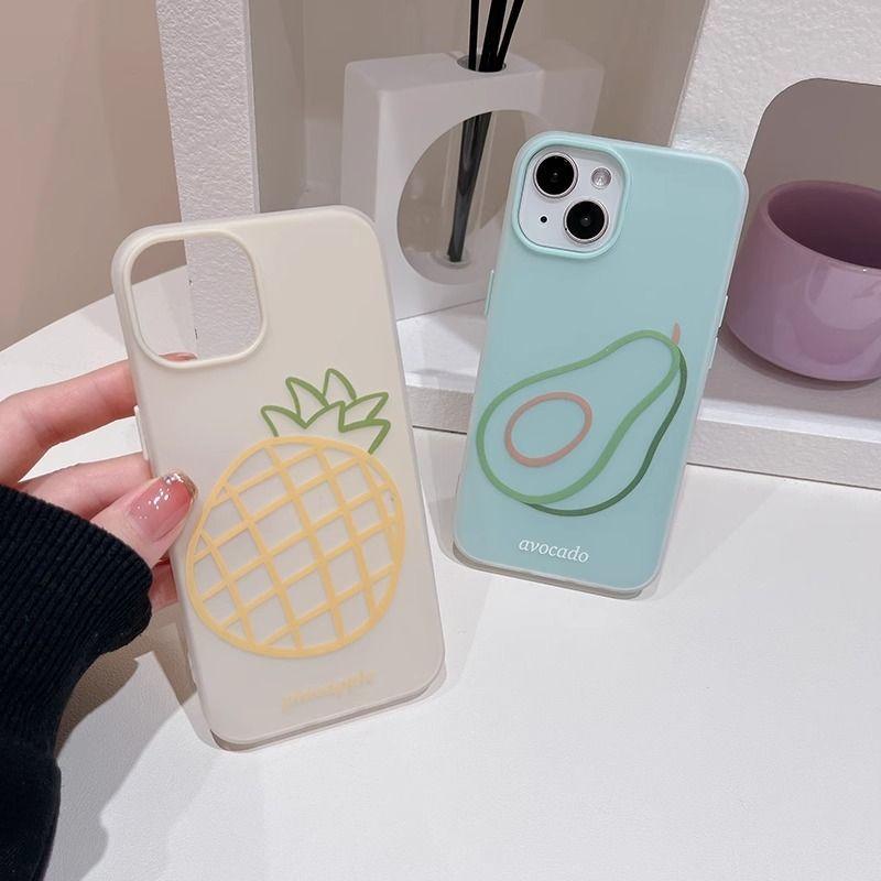 Simple lines and fruits are suitable for Apple 16/17promax mobile phone case iPhone14 skin matte 15 sets of Air.