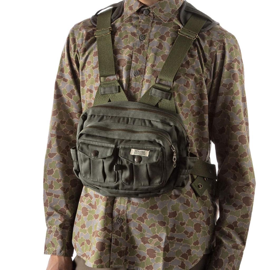 Foxfire 6210151 Chest Strap Free Size Fishing/Camping Vest, Olive,