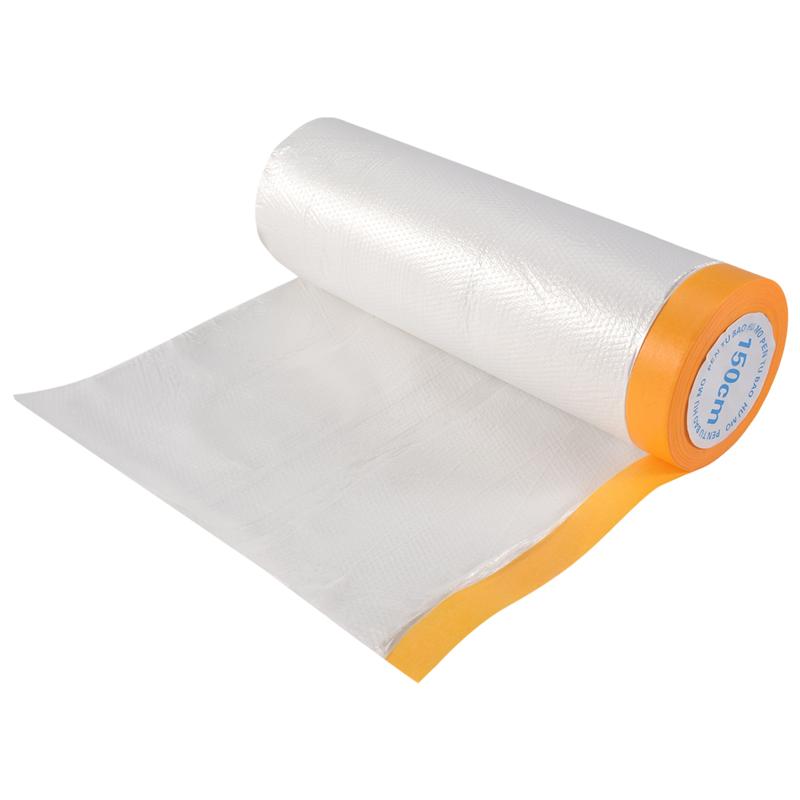 4 Rolls Clear Plastic Sheeting 4.9X 65.5 Ft Pre-Taped Masking Film Drop Cloths For Painting Automotive Painting Covering-B61B