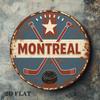Round Vintage Montreal Hockey Metal Wall Sign Bar Decor