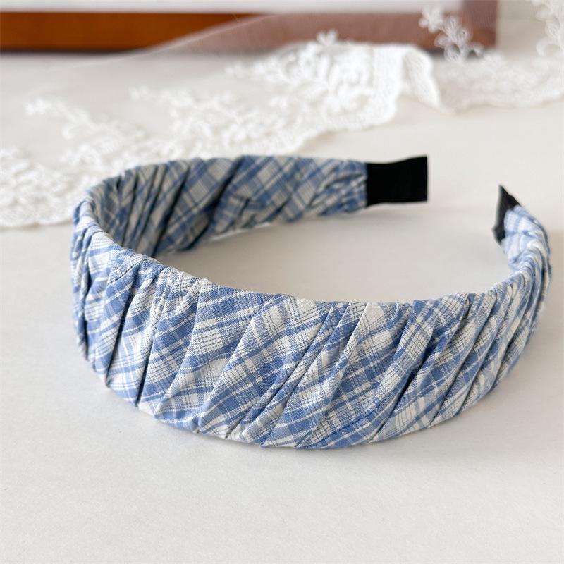 Korean Style Blue Denim Wide Twill Headband – High Skull Top Face-Washing Hair Accessory