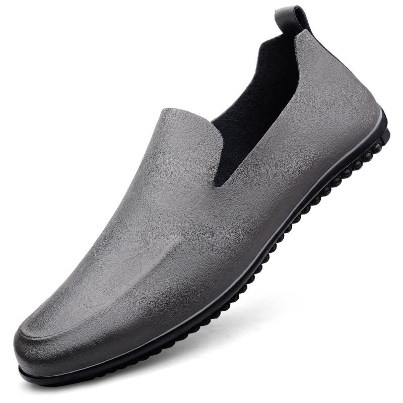 

Stylish Handmade Boat Shoes Genuine All-match Genuine Leather Loafers Men New Soft Design Moccasin Slip on Flat Casual Men Shoes 38 сірий колір