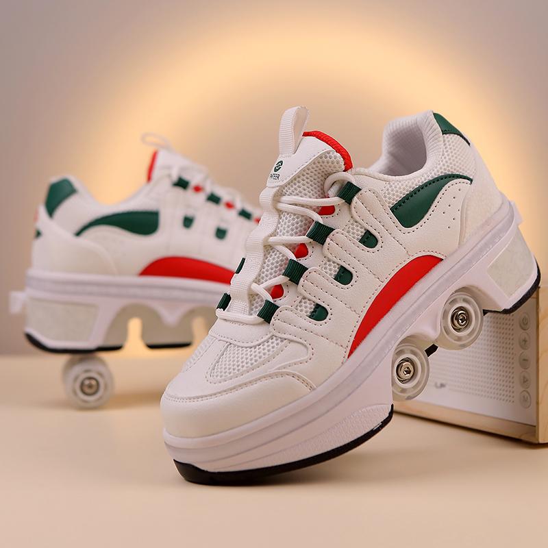 Deformation Parkour Shoes, Roller Skating Shoes, Kids Adults Unisex Roller Skates, Street Urban Fitness FSK Quad Skating Shoes