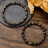 Elastic Volcano Stone & Wood Bracelet Set - Retro Coconut Shell Stackable Jewelry for Men & Women