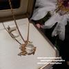 Jewelry, Vintage Handlebar Pot Crystal Dot Diamond Teapot Necklace Vintage Brushed Croissant Necklace