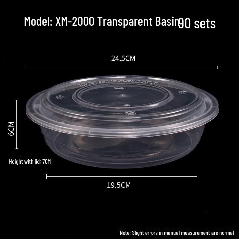 1000ml Round Transparent Plastic Takeaway Food Container with Lid