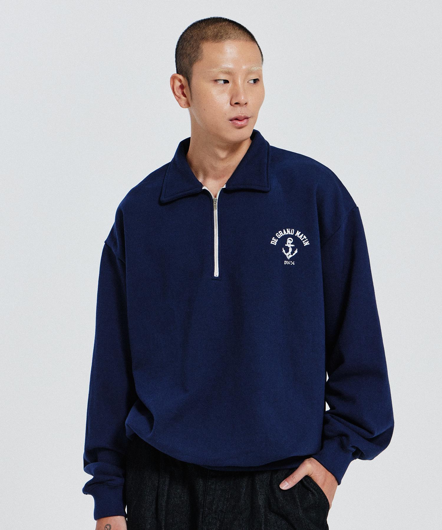 The Grand Martin V.Heavy Half Zip-Up Sweat Logo_Navy Free(L)