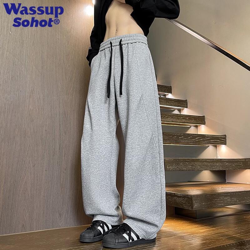 Wassup Sohot Men's Cotton Blend Straight-Leg Casual Pants