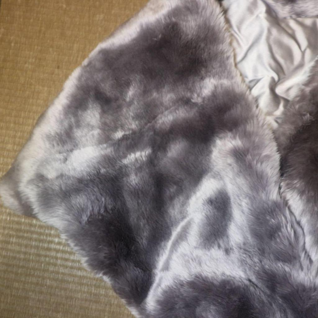 Real Fur Muffler Gray Coming of Age Ceremony Vintage Fur Stole Made in Japan Japanese Style