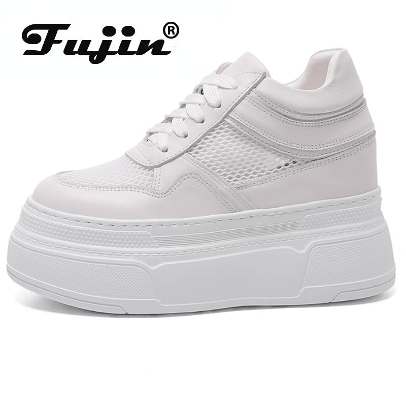 

Fujin 12 см, 10 см, 8 см, кроссовки из натуральной кожи на платформе и танкетке с воздушной сеткой, женские сандалии, женские ботинки на весну, осень, лето, доски 34