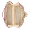 Make Up Cosmetic Bag PU Leather 180 Degree Opening Large Capacity Multi Functional Divider Flat Makeup Bag Pink