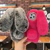 Plush Rabbit Hair Ball Round Tail Ears Lovely Cute Shockproof Phone Case for Apple Iphone 16 15 14 13 12 11 Pro Max X XR XS Max 6 6s 7 8 Plus Cover