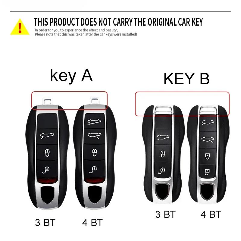3 4 Bottons Racing Style Metal Car Key Case Fob Cover for Porsche Boxster Cayman Panamera Cayenne Macan 718 911 Taycan