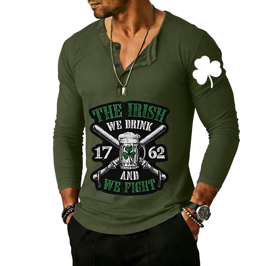 Men's Outdoor Vintage Button Long Sleeve Fashion Sports T-shirt