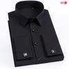Men'S French Cufflink Shirt With Slim Fit And Contrasting Color Collar, Windsor Collar, Striped Formal Long Sleeved Shir