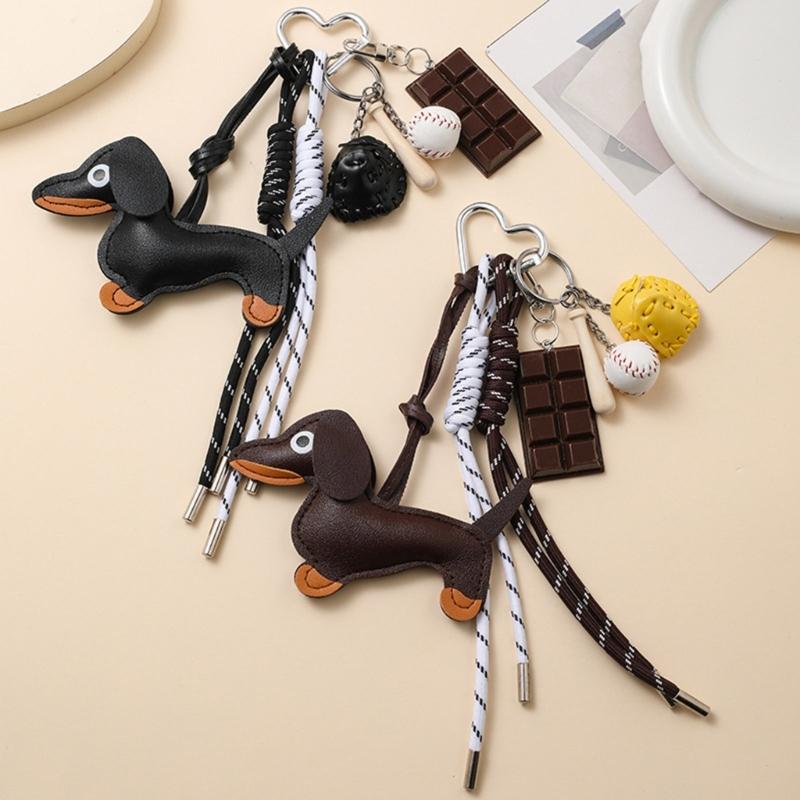 Vintage Teckel Sleutelhanger Unieke Stijlen Stevige PU Materialen Elegante Charm voor Tas en Sleutels Decoratie Dagelijks Gebruik