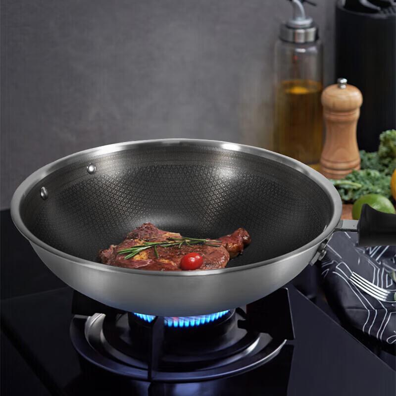 Chuidahuang 304 Stainless Steel Honeycomb Non-stick Wok