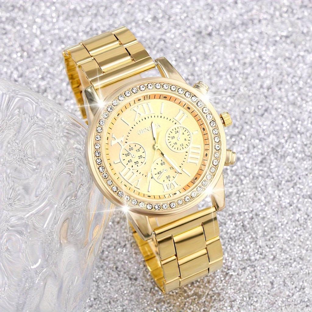 3-Piece Casual Style Round Quartz Movement Alloy Strap Women's Watch Set - Ideal Gift Set