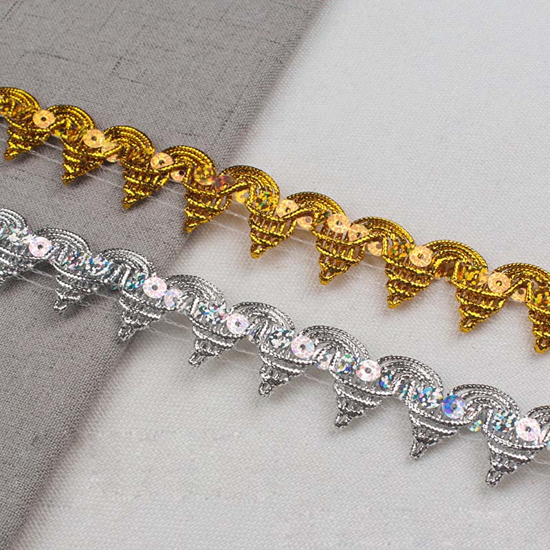 DIY Costume Sewing 25MM 9 m Braided Sequined Lace Trimming Gold Fabric Lace Danceweware Metallic Tatting Trim Lace