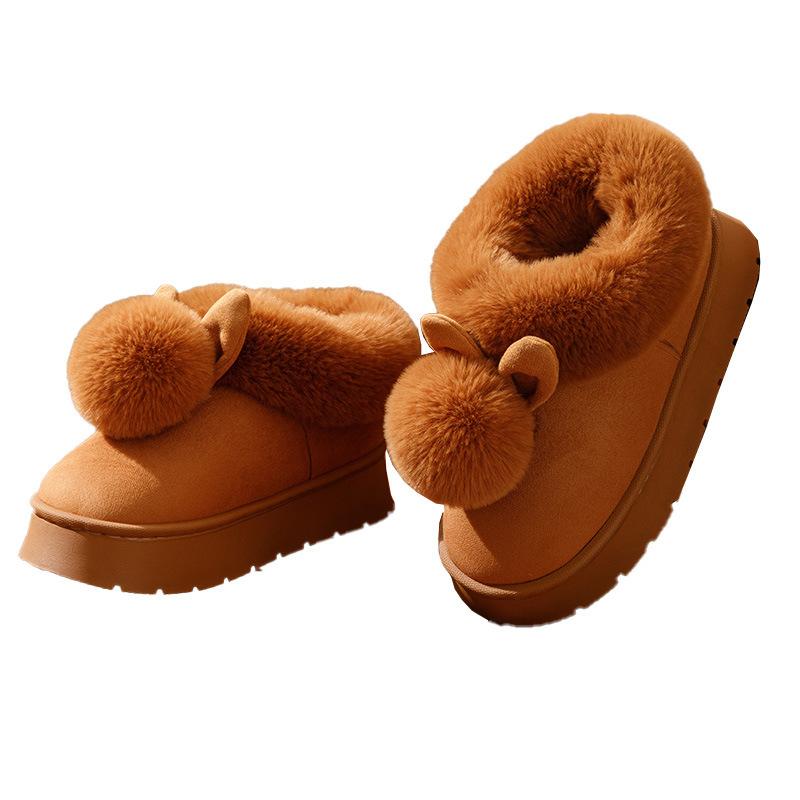 Winter Home Home Thermal Cotton Slippers Velvet Bag Head Bag with Non-slip Elderly Wearing Cotton Shoes