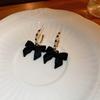 Sweet Bowknots Cubic Zirconia Flocked Earrings For Women Girls Elegant Red Black Ear Accessories Fashion Jewelry Exquisite Gifts