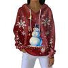 Women's Loose Comfortable Casual Fashion V-Neck Christmas Print Long Sleeve Hoodie